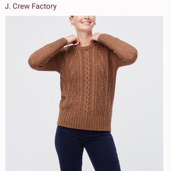J. Crew Factory Sweaters - Womens J Crew factory brown Donegal cable knit sweater wool blend neutral